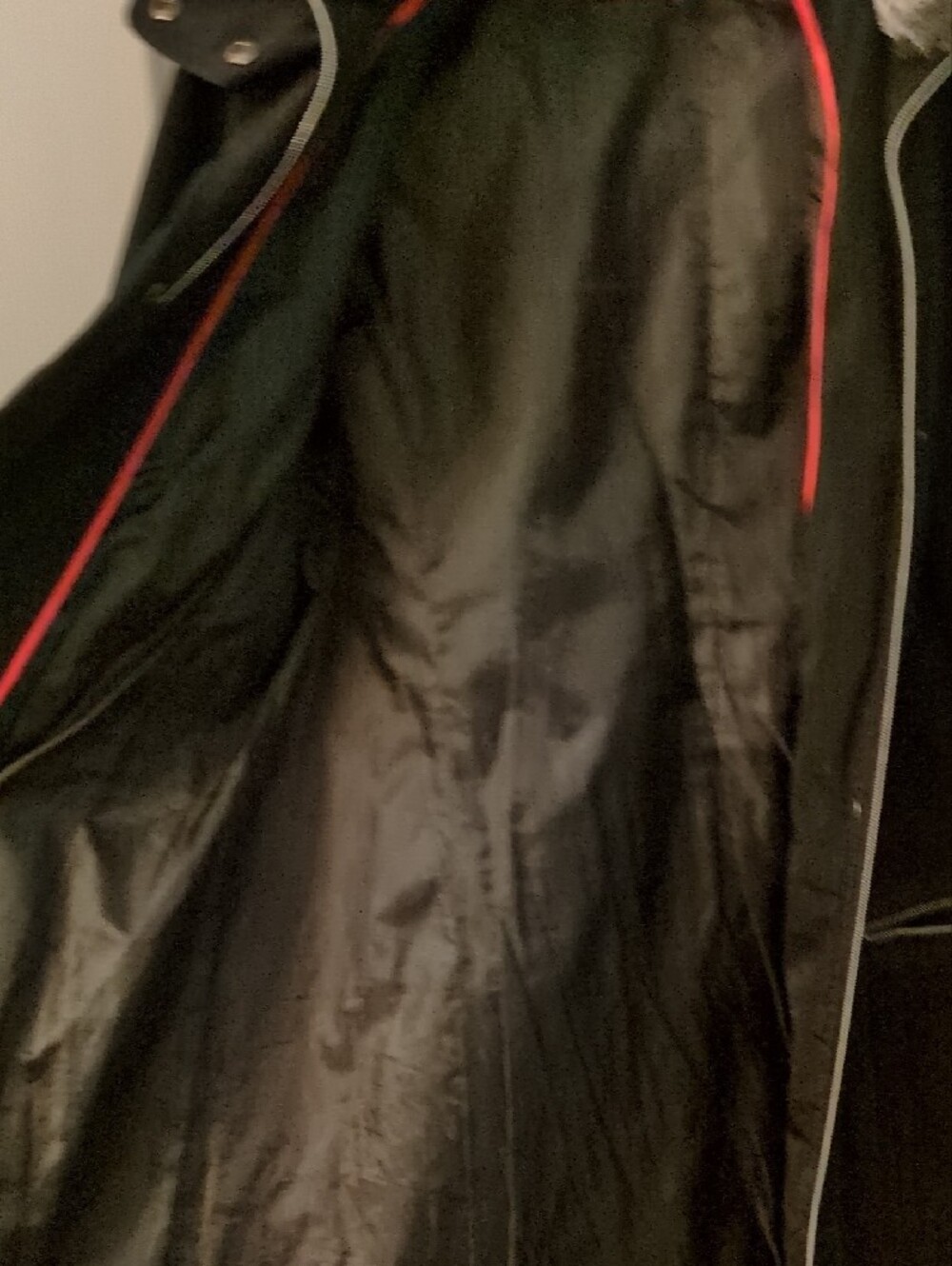 Black Women's Parka Coat with Faux Fur Collar - Picture 3 of 4